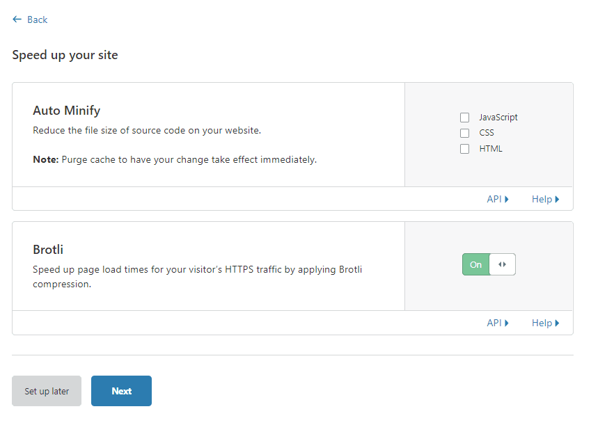website speed up option cloudflare