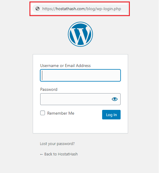 Wordpress login page